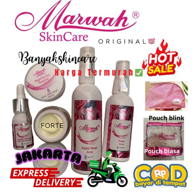 PAKET MARWAH SKINCARE DIAMOND BRIGHT DIAMOND OILY PLATINUM DIAMOND ACNE DERMA ACNE MARWAH ANTI AGING