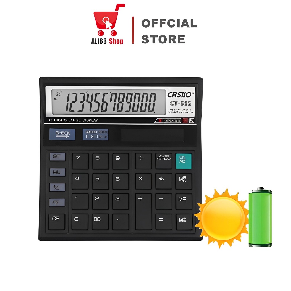 

KODE T39K ALI88 Kalkulator 12 Digit Calculator Check Dual Two 2 Power