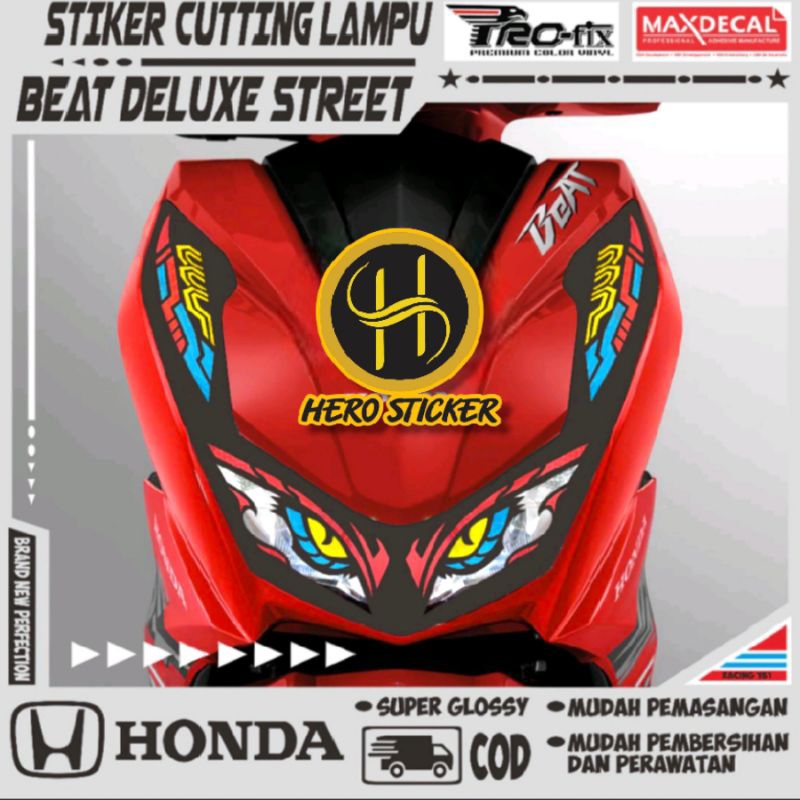 stiker sticker lampu mata dan alis beat deluxe cbs iss street 2020 sampai 2023