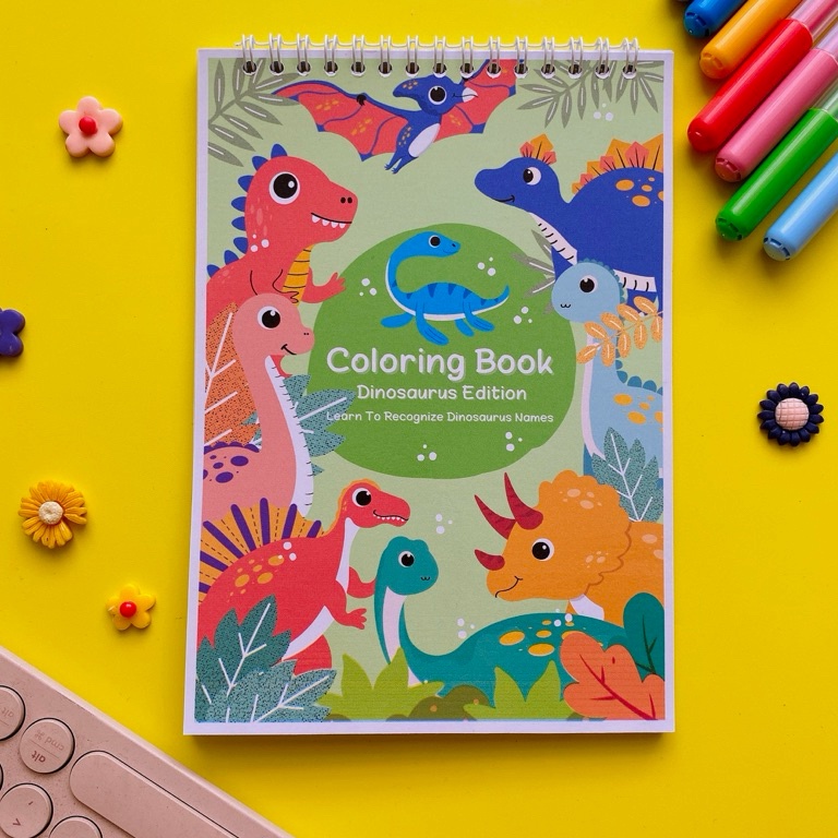 

Dinosaurus Coloring Book For Kids Bilingual Book Indonesia Inggris ART L4W9