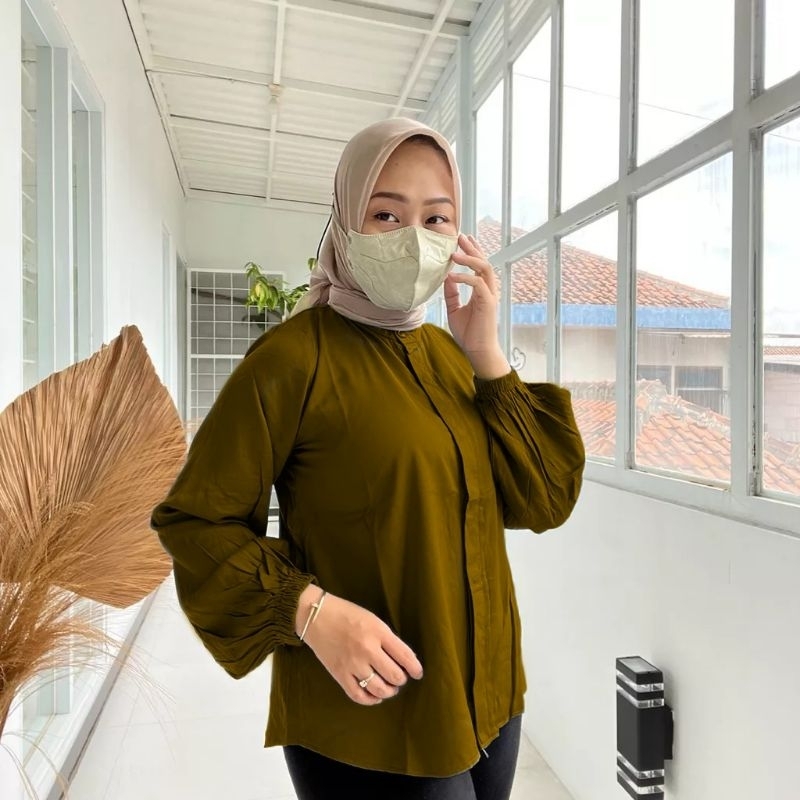 ATASAN KEMEJA WANITA BLOUSE POLOS RAISA BAHAN RAYON TWILL PREMIUM SIZE S/M, L/XL, XXL by tuniQueen.b