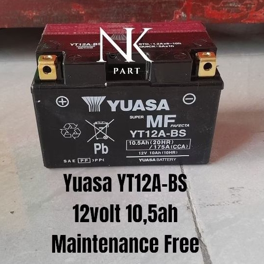 Aki Accu Motor Yuasa YT12A BS MF Aki Kering 12v 10,5Ah Original