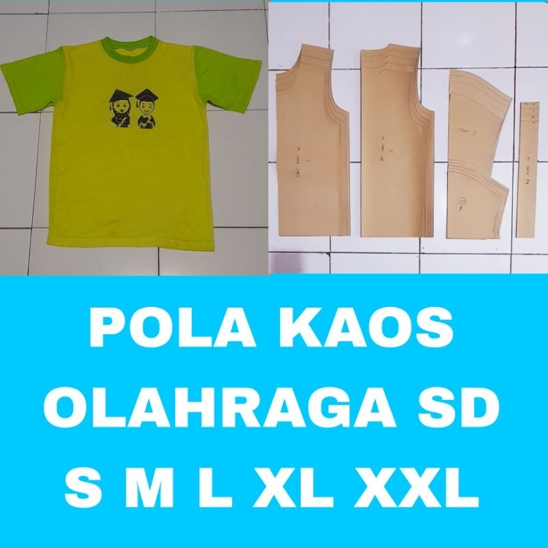 pola kaos olahraga SD 5 ukuran S M L XL XXL