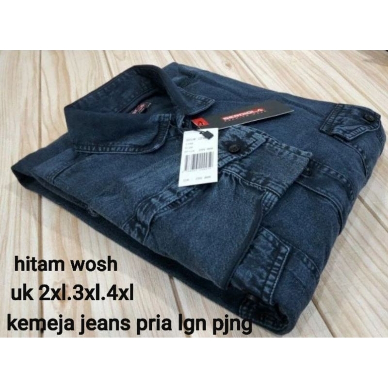 KEMEJA JEANS/LEVIS PRIA LENGAN PANJANG UK JUMBO ,XXL,XXXL,XXXXL kemeja flanel lgn pnjg pria uk besar