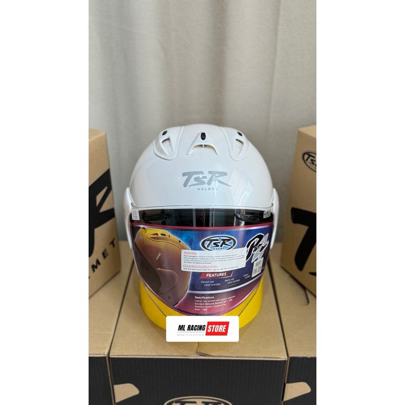 HELM/HLEMET TSR RAM 4 NEW POLOSAN GLASS WHITE / PUTIH - HALF FACE HELMET
