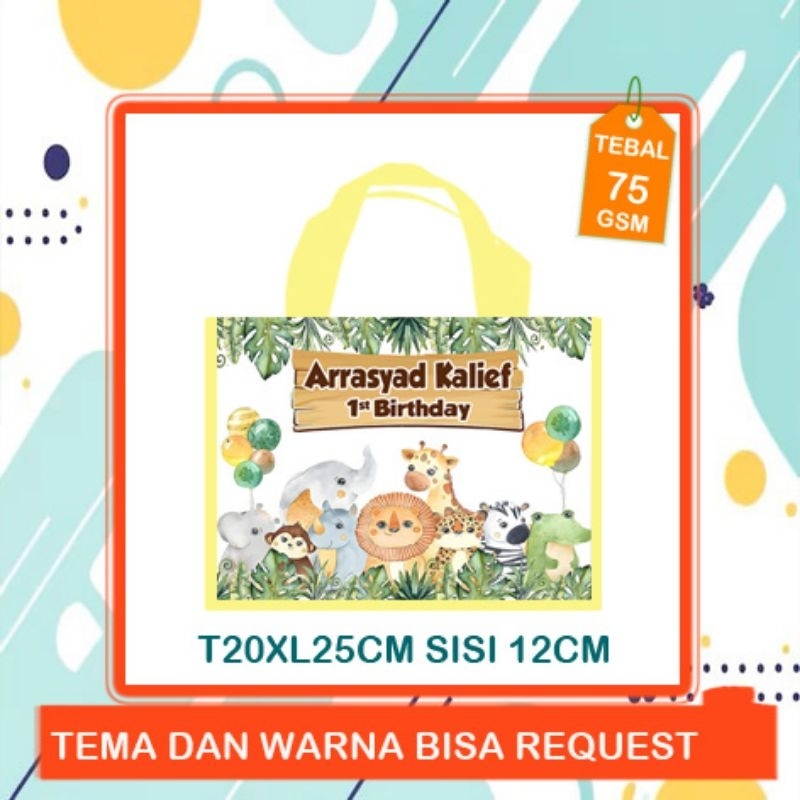 

tas ultah tenteng animal / tas ulang tahun anak safari