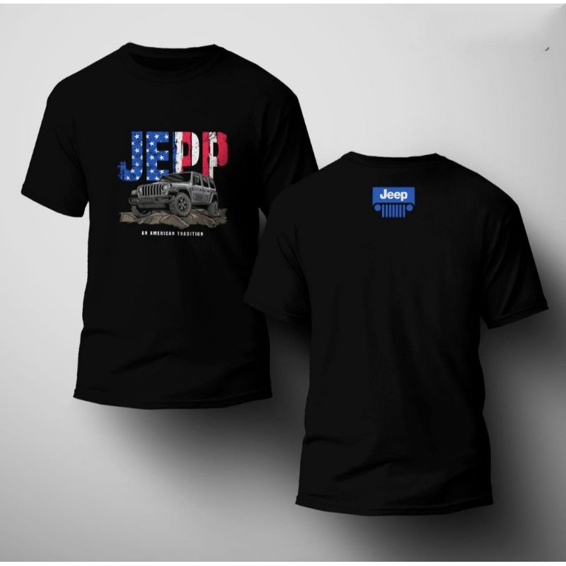 Kaos Jeep T-shirt baju atatasan pria unisex disto original cotton combed 24s Jetblack super soft