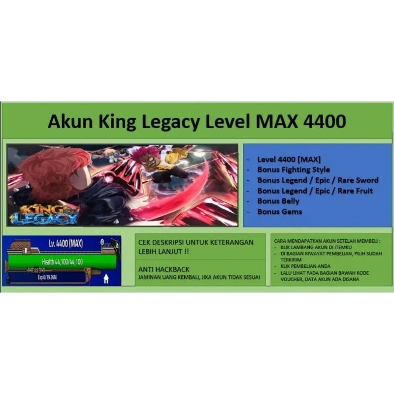 Akun King Legacy [Level Max] [Belum Verifikasi Email]