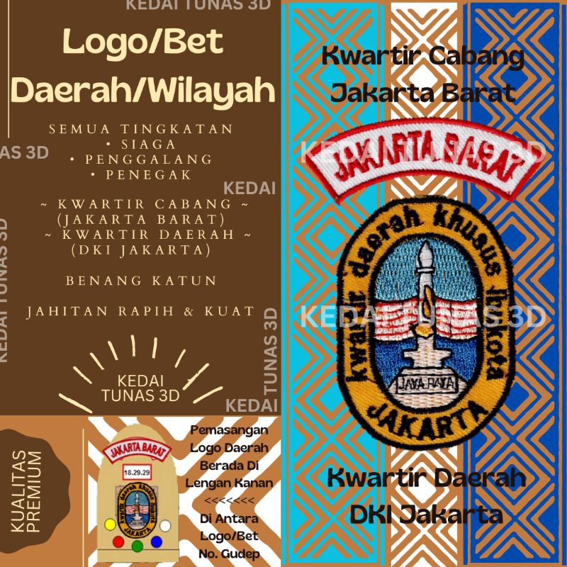 LOGO/BET PRAMUKA DAERAH/WILAYAH (KWARDA DKI JAKARTA & KWARCAB JAKARTA BARAT) - SATUAN