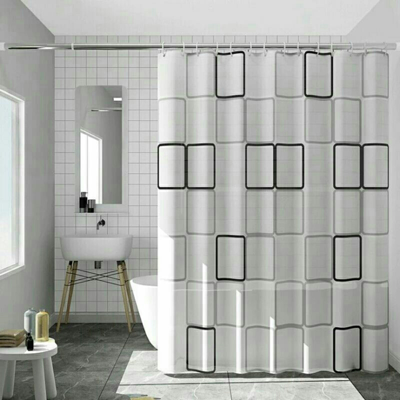 Tirai Kamar Mandi Premium Gorden Kamar Mandi Shower Curtain- Shower Curtain 180cm x 180cm Full Print
