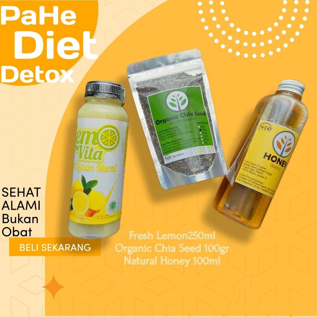 

Paket Hemat 1 Bulan ! Lemovita Sari Lemon 250ml +Organik Chia Seed 100gr+ Madu Asli 250gr