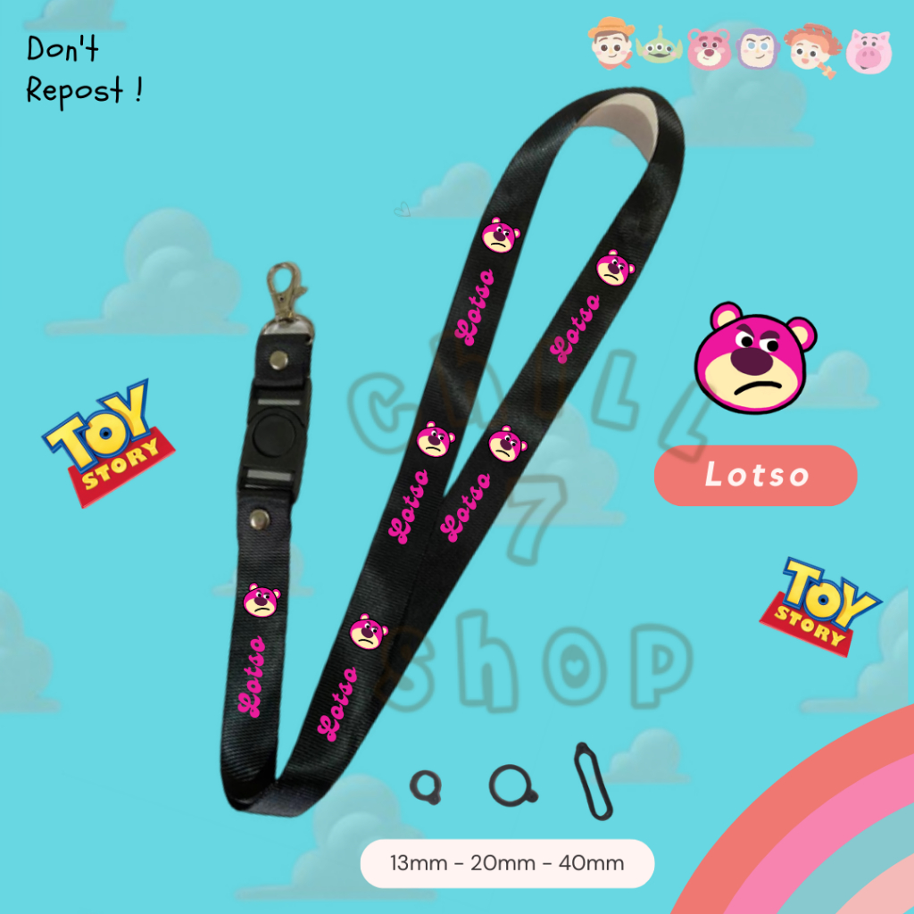 

Lanyard Lotso Toy Story ID Card Custom Kartun Tali Pods Name Tag Kartu Nama