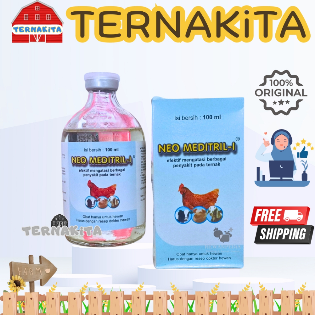 NEO MEDITRIL INJEK 100 ml INJEKSI - Obat Antibiotik Sapi Kambing Unggas Hewan
