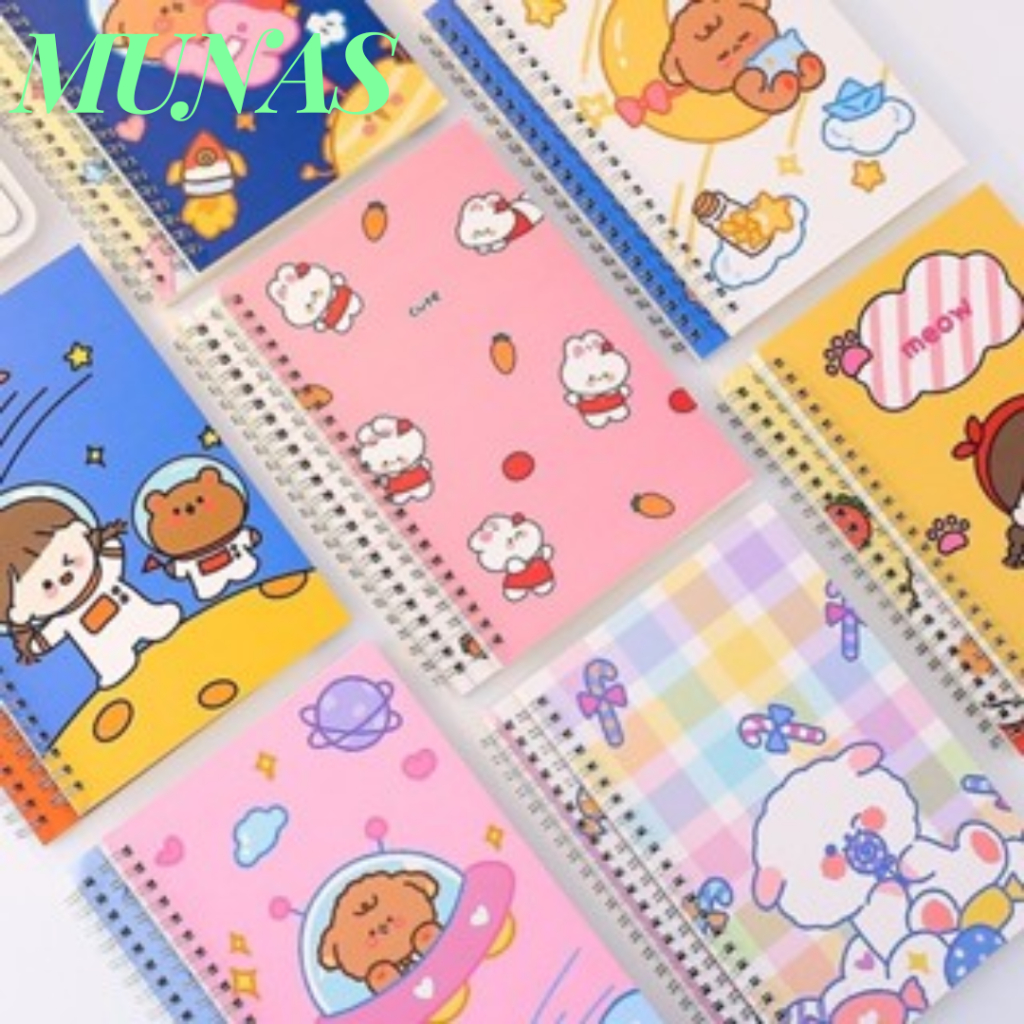 

MUNAS Buku Catatan Notebook A5 Isi 60 Lembar Buku Diary Aesthetic Motif Kartun Gaya Retro Buku Tulis Garis A5 Spiral Murah