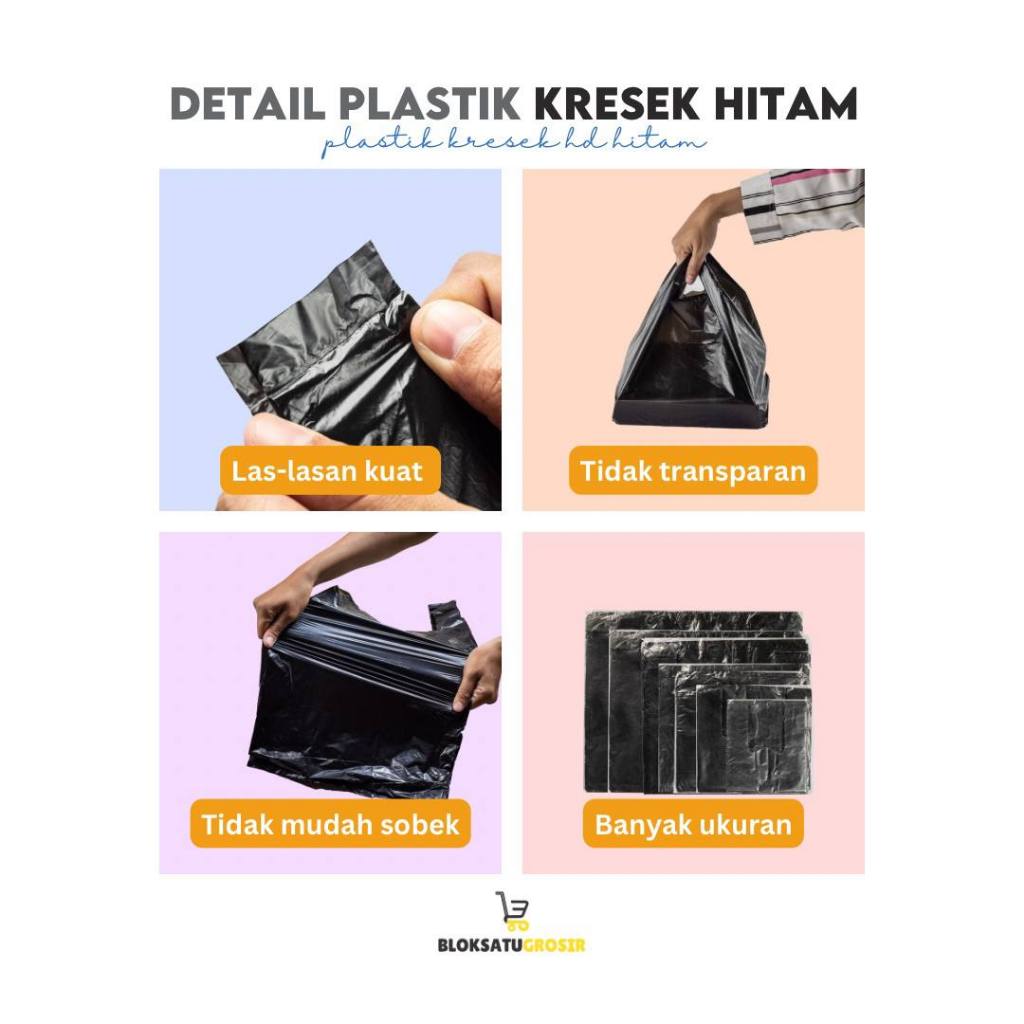 Kantong Kresek Hitam Uk 40 40x65 03 Isi 50 Lembar Kresek Laundry Hitam Ekonomis / Trash Bag /