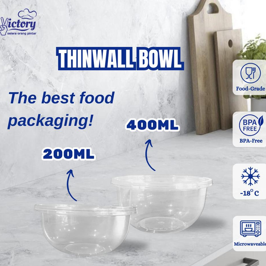 Promo THINWALL VICTORY Bowl 200ml Mangkok Plastik Cup Kuah Plastik