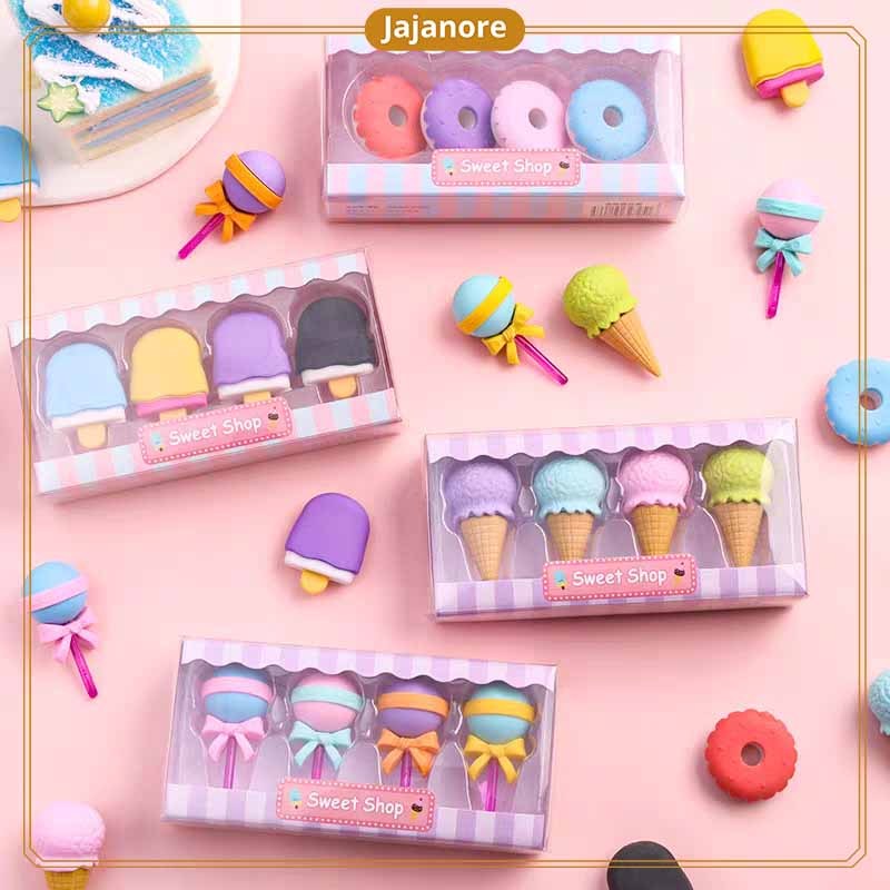 

JR - 4PCS - PENGHAPUS PENSIL KARET MOTIF ES CREAM / PENGHAPUS KARET / PENGHAPUS KARAKTER / ERASER