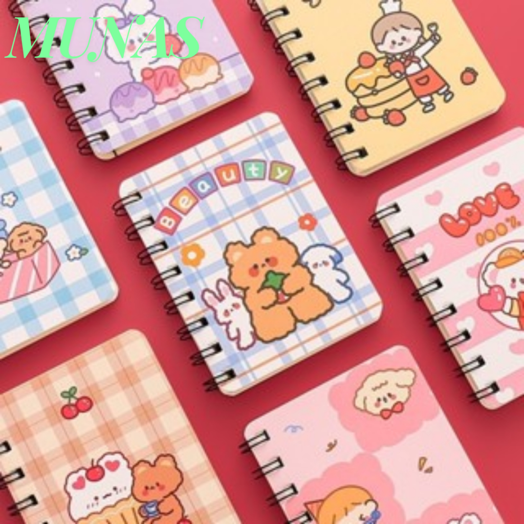 

MUNAS Notebook Ring Motif Kartun Buku Catatan Memo Spiral Buku Tulis Mini Binder Karakter Murah