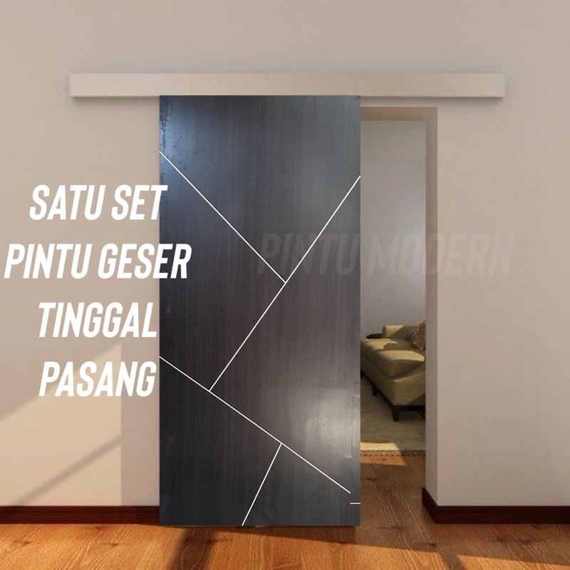 Satu Set Pinti Sleding Varian Hitam | Satu Set Pintu Geser Kamar | Pintu Kamar Geser | Pintu Kos | P