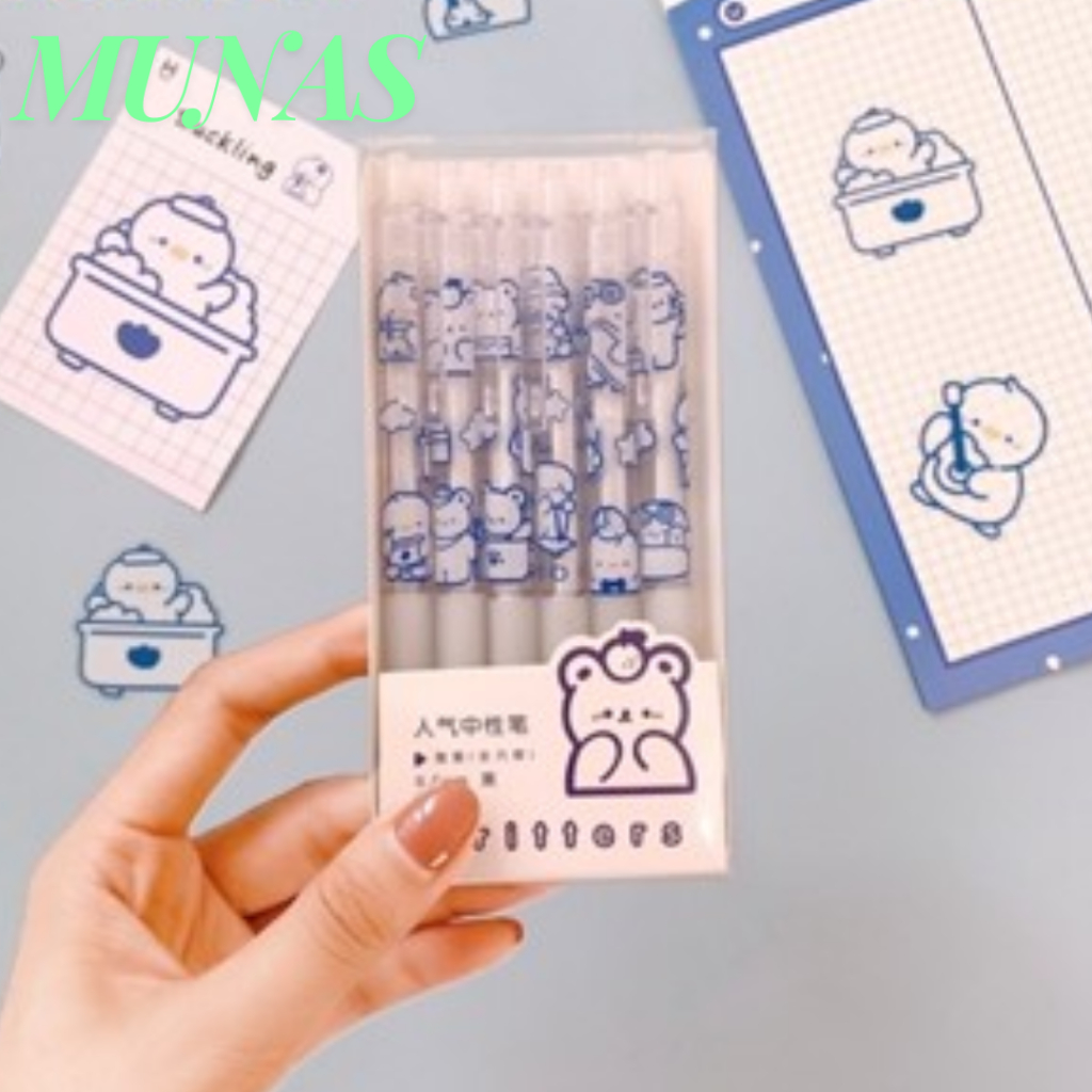 

MUNAS Pen Tinta Gel Mekanik Ujung Lancip Bolpoin Cetek Cetekan Alat Tulis Kantor Cute Ballpoint School Stationery ATK Murah Pulpen Lucu Aesthetic Motif Bear Pena Gel 0.5mm Warna Hitam