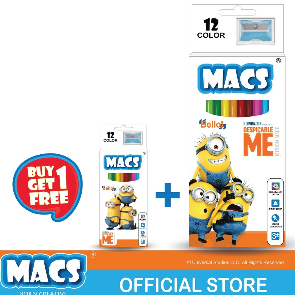 

KODE A8V3 Macs Coloring Pencils Despicable Me Minion 12 colors BUY 1 GET 1 FREE