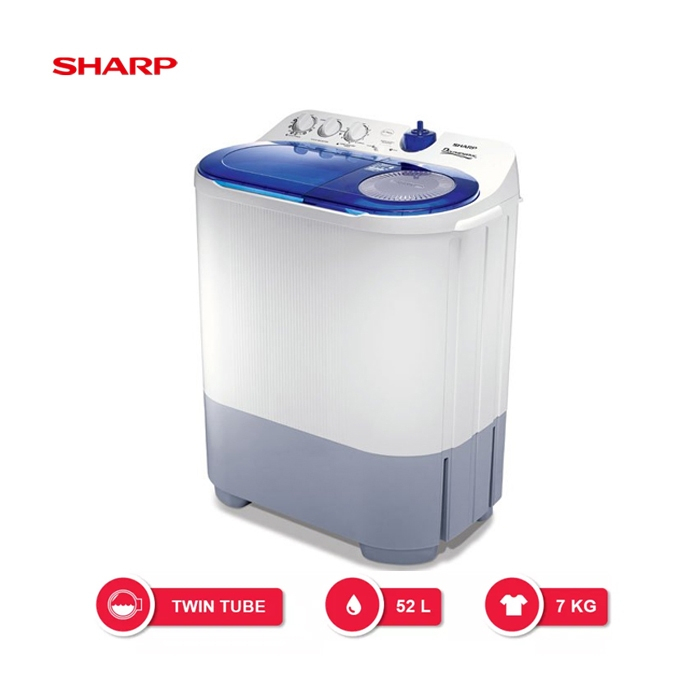 MESIN CUCI SHARP ES T77DA BK / MESIN CUCI 2 TABUNG SHARP TWIN TUB ES T77DA BK