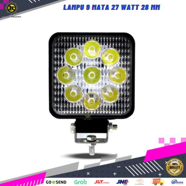 LED Worklight Lampu Tembak Sorot Kabut 27 Watt Kotak Variasi Mobil Truk