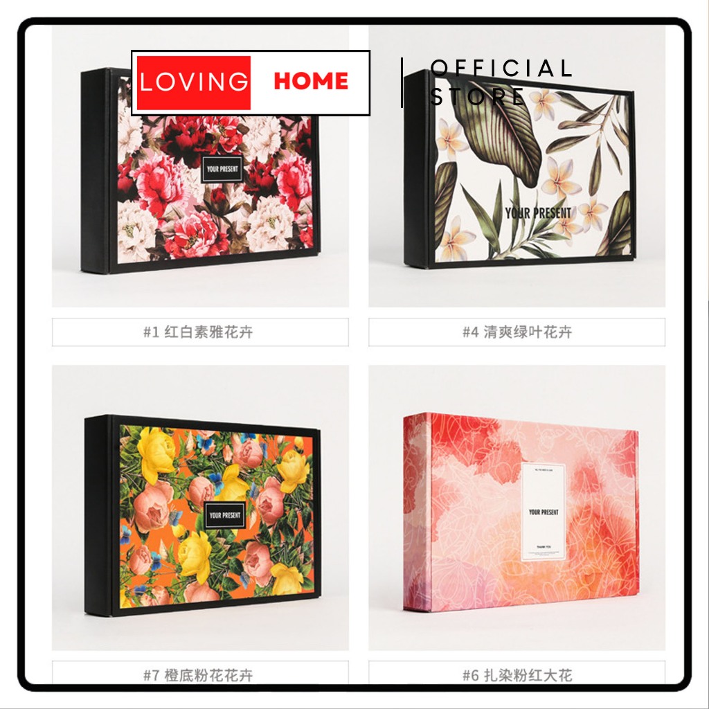 

LOVING HOME - Box Jumbo Kotak Hadiah Premium Gift Box Dus Motif Hitam Daun Jmbo