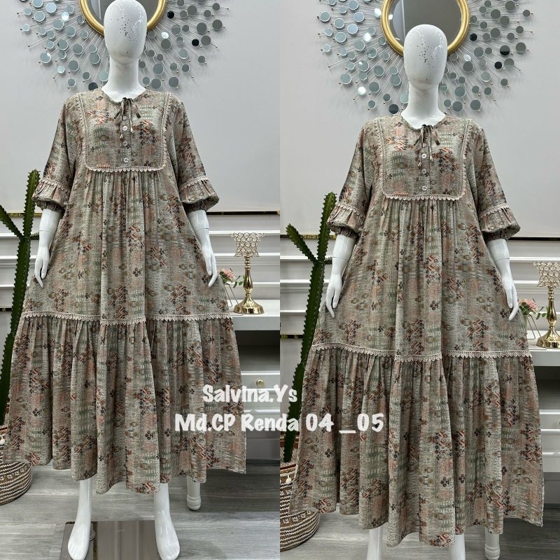 Midi dress crespo renda salvina ys original terbaru