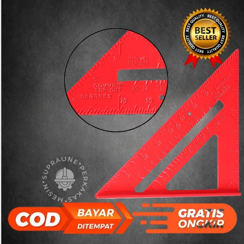 

Speed Square 7 inch Woodworking Penggaris Siku Segitiga Tukang warna merah