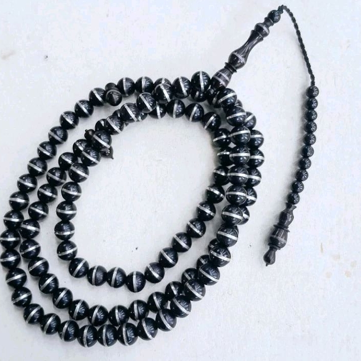 Tasbih kaukah 99 bulat prada  lilit timah hitam