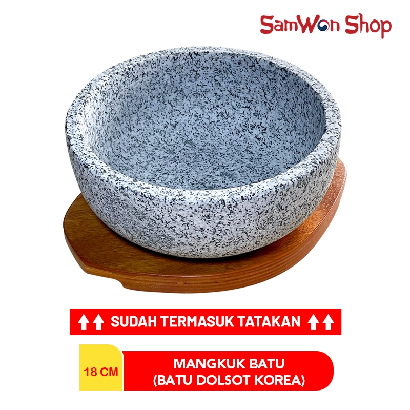 BATU DOLSOT STONE BOWL KOREAN BIBIMBAP DIAMETER 18 CM + TATAKAN