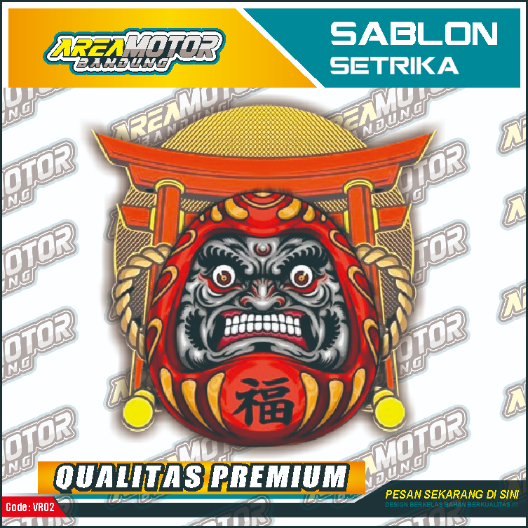 

Print sablon DTF/cetak sablon DTF/sablon setrika siap press 1 sisi Tema DARUMA v2 Uk A4 / A3