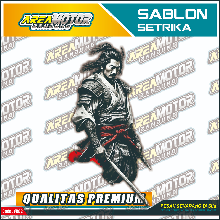 

Print sablon DTF/cetak sablon DTF/sablon setrika siap press 1 sisi Tema SAMURAI v11 Uk A4 / A3
