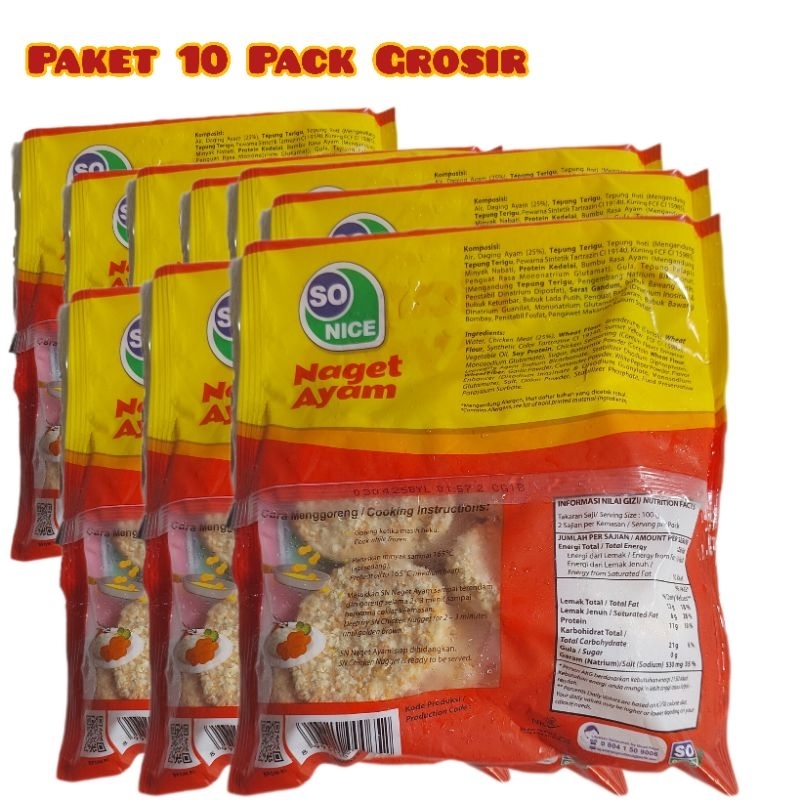 

Paket 10 Pack Naget Ayam Coin Sedap 250gr Chicken Nugget So Nice Medium