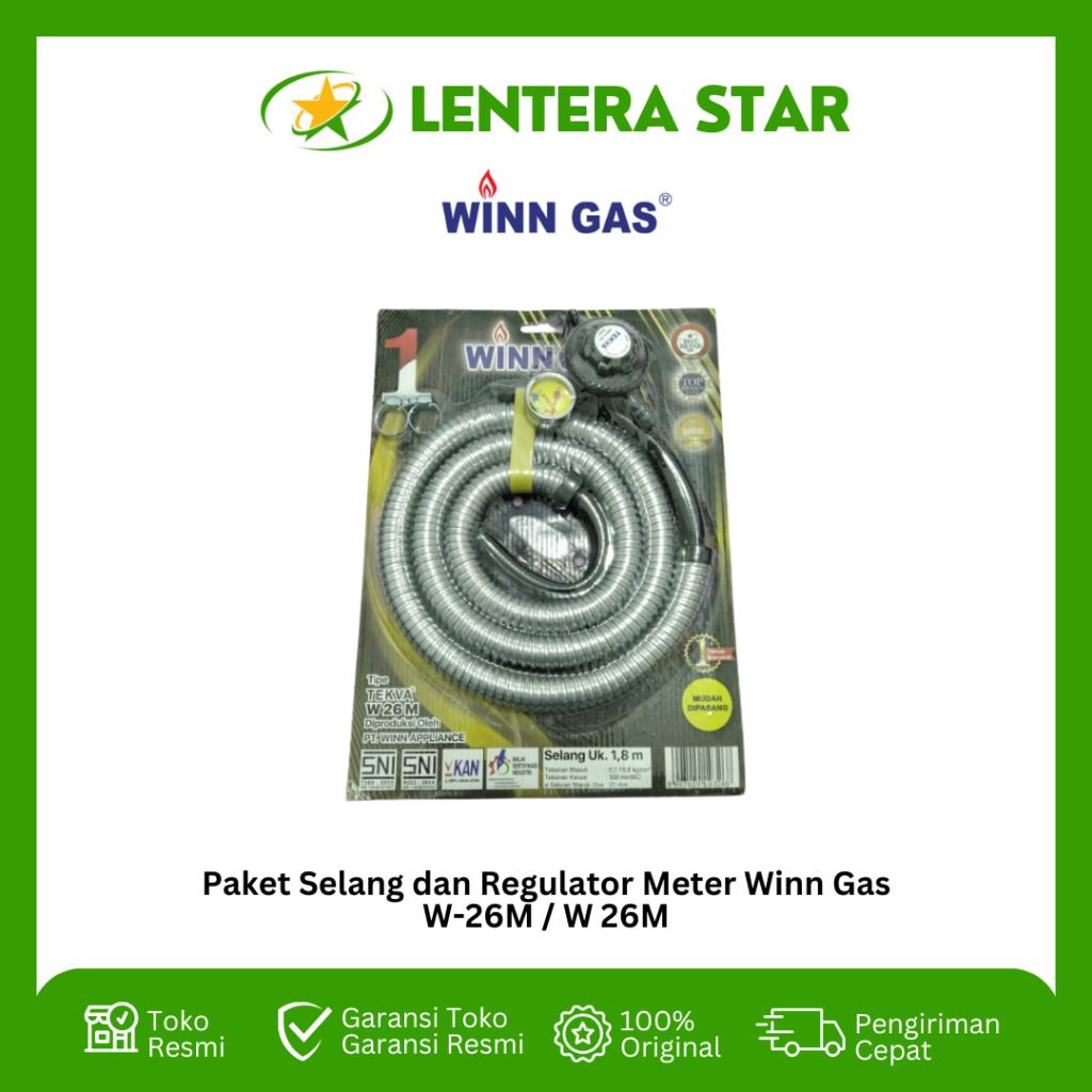 Paket Selang dan Regulator Meter Winn Gas W-26M / W 26M