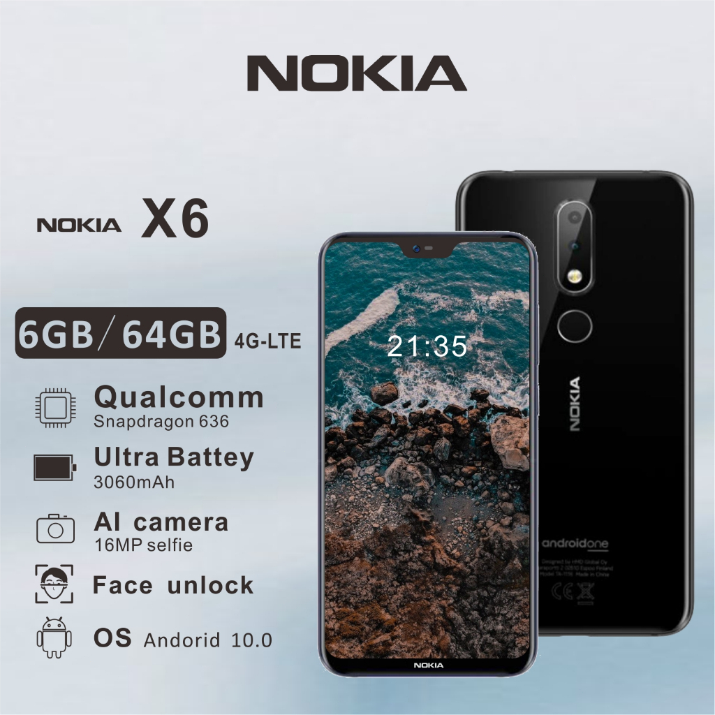 (cod) Nokia X6 [6.1plus]-4G LTE | ram6GB+rom64GB| 16MP+5MP+8MP| type-c |