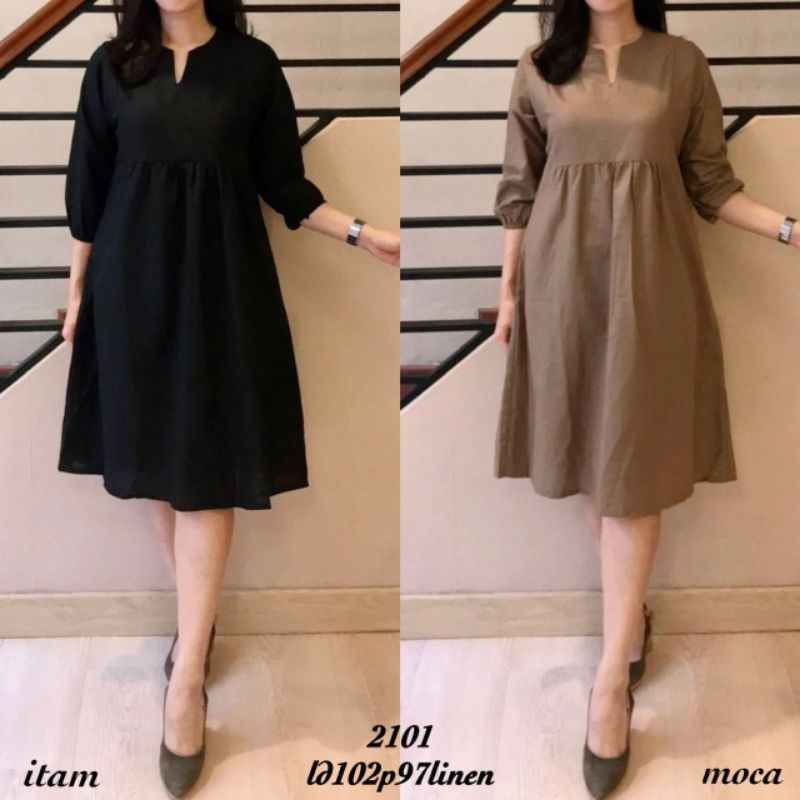 2101 VIN DRESS SIMPLE LINEN POLOS WANITA|DRESS LINEN
