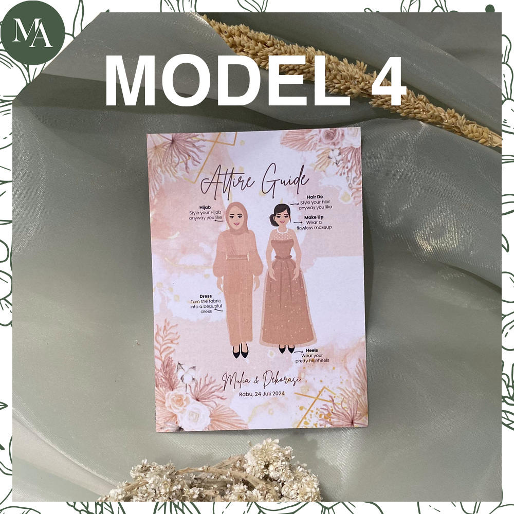 ID KARTU ATTIRE GUIDE CARD UNDANGAN BRIDESMAID PANDUAN BUSANA CUSTOM NAMA AESTHETIC