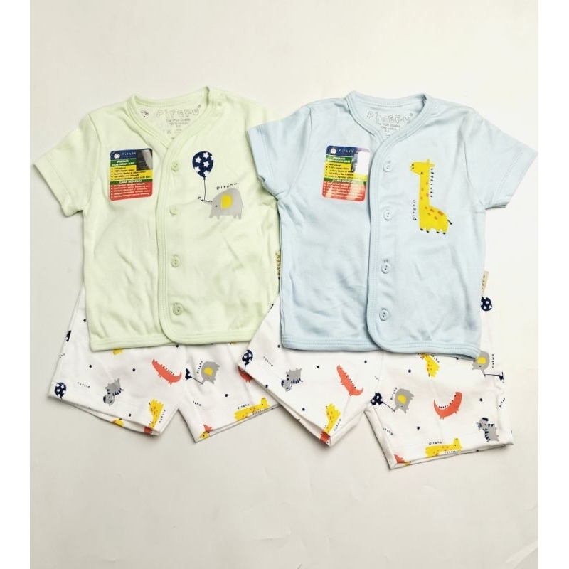 Piteku Setelan Baju tidur Bayi Newborn Set Piyama Anak laki-laki Motif Dinosaurus