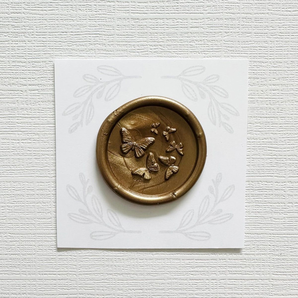 

(KSC) 6 Butterfly (Gold) 1 Pcs Seal wax coin ready stock siap pakai Souvenir undangan DIY Segel Vintage Harry Potter Hobbysealwax