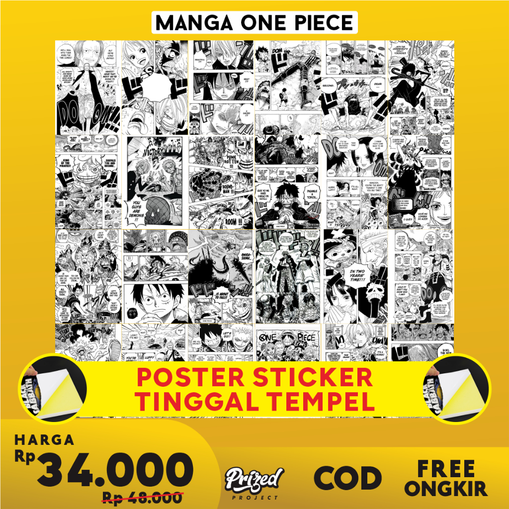 Poster Sticker Manga Komik Anime One Piece Wallpaper Dinding