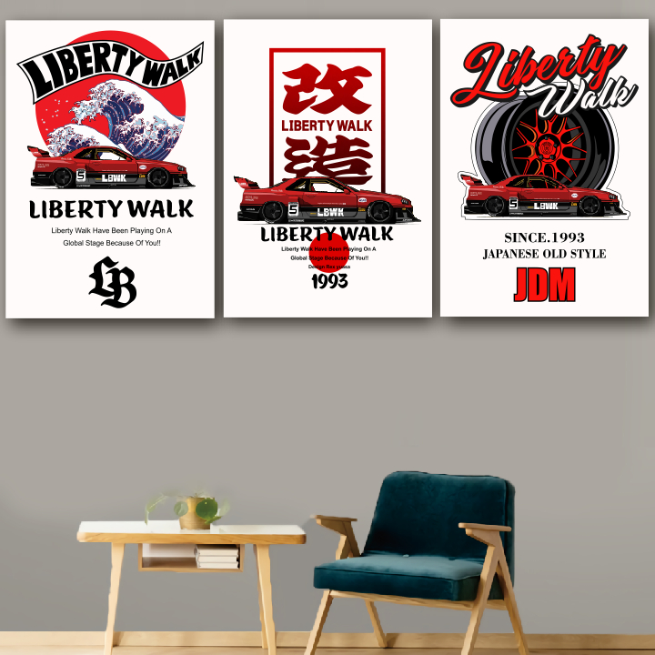 KARIMAKE Poster Kayu Mobil NISSAN SKYLINE R34 SLAMMED LBWK LIBERTY WALK