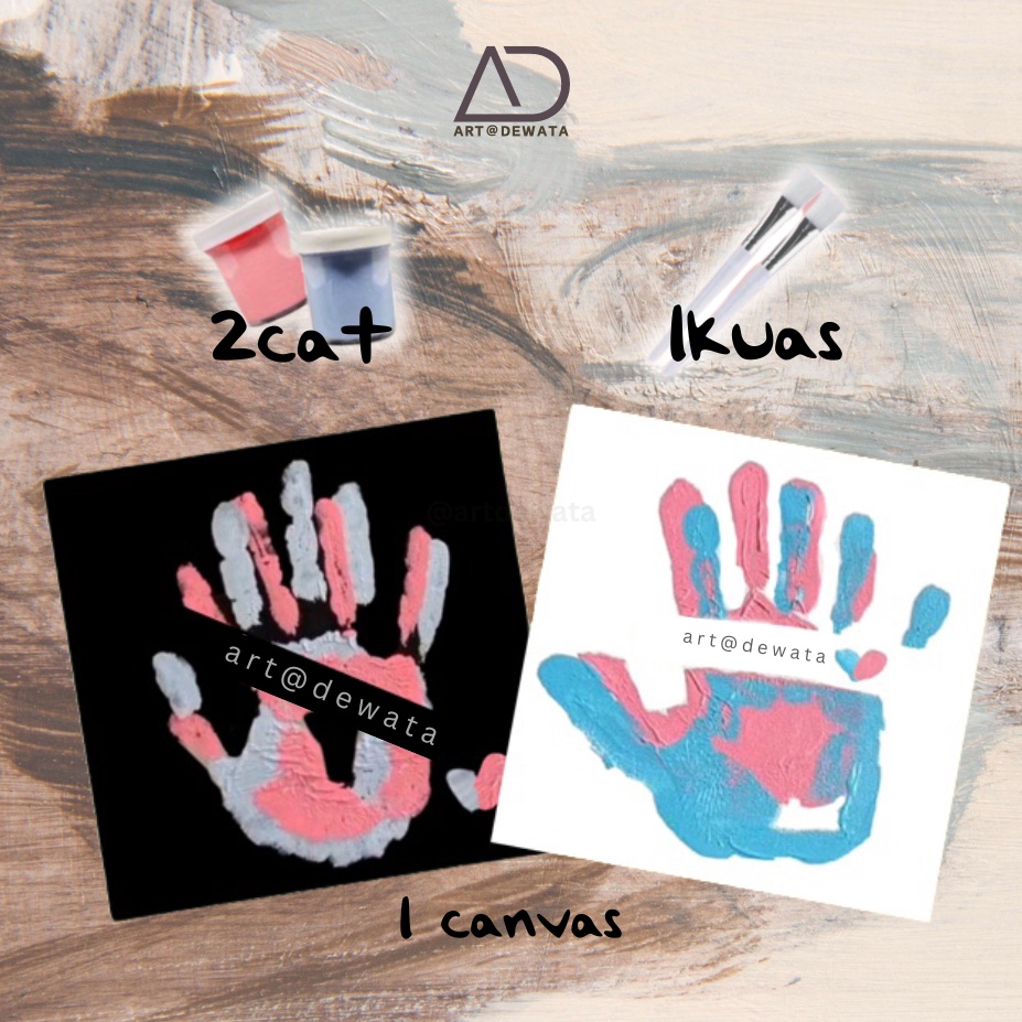 

KODE O89K Artdewata Paket Lukis Tangan Couple Kanvas Cap Tangan Couple Canvas 2x2 cm Kanvas Lukis Tangan Couple