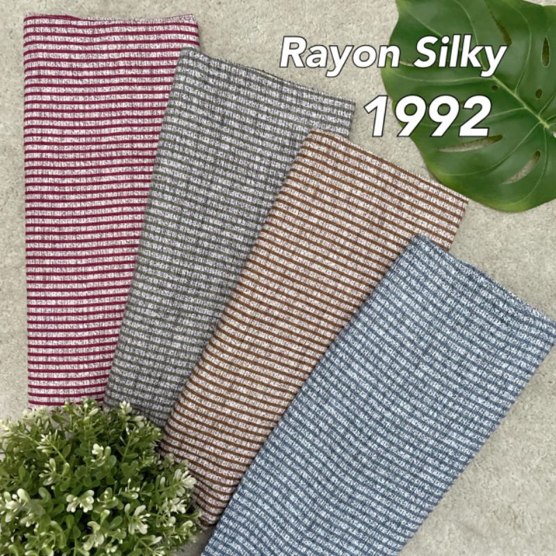 Kain Rayon Silky Premiun Per 0.5Meter Katun Rayon Silky 1992 Premium Motif Salur Rayon