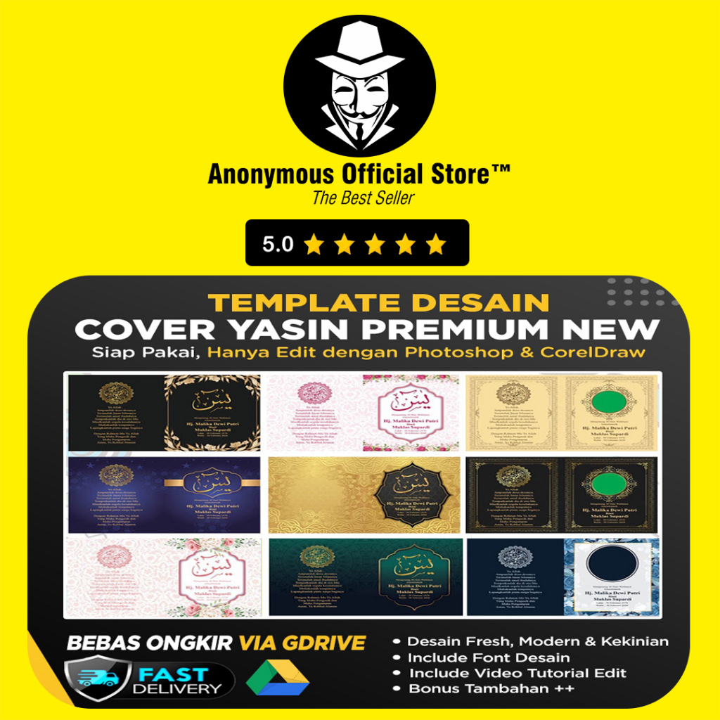 TEMPLATE DESAIN COVER TAHLIL YASIN PREMIUM KEKINIAN FORMAT CDR PSD DESIGN