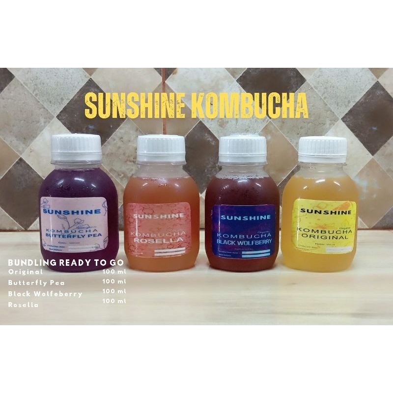 

Sunshine Kombucha Bundling 4 Rasa @100ml, Ready to Go
