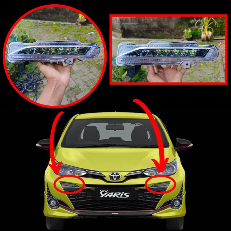 Lampu LED DRL Depan Mobil Yaris Tahun 2018 2019 2020 2021 2022 2023 Original