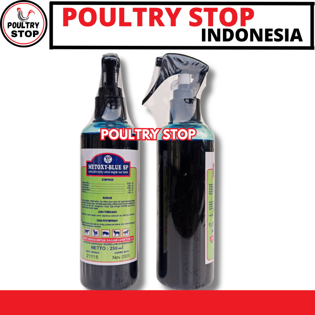 METOXY BLUE 250ml - Obat Luka Hewan Spray - Obat Luka Kulit LSD Sapi
