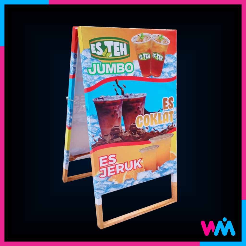 Aneka Minuman Stand Banner Segitiga Kayu Lipat 50 x 100 cm
